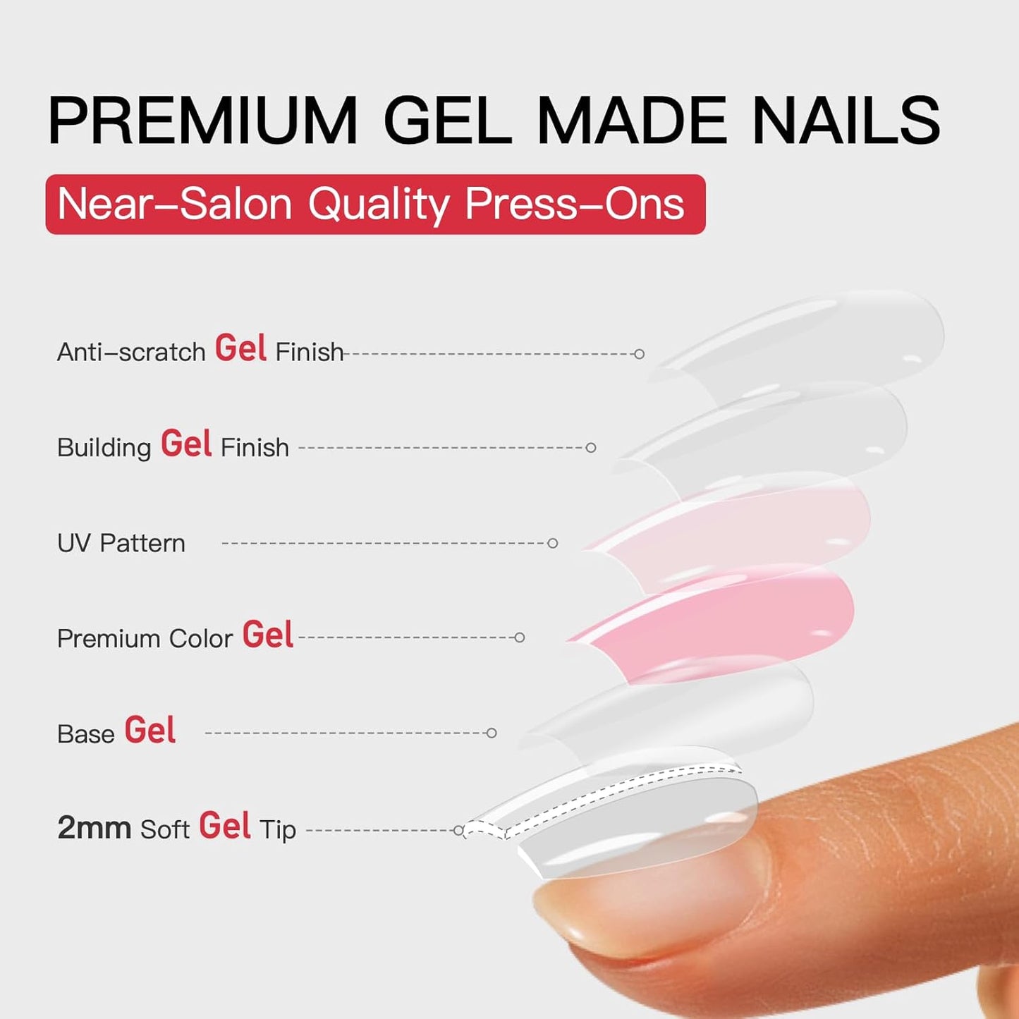 Minkštos Gel Press-on patiškai nagai 30 vnt./rinkinys X004NG4Q6R