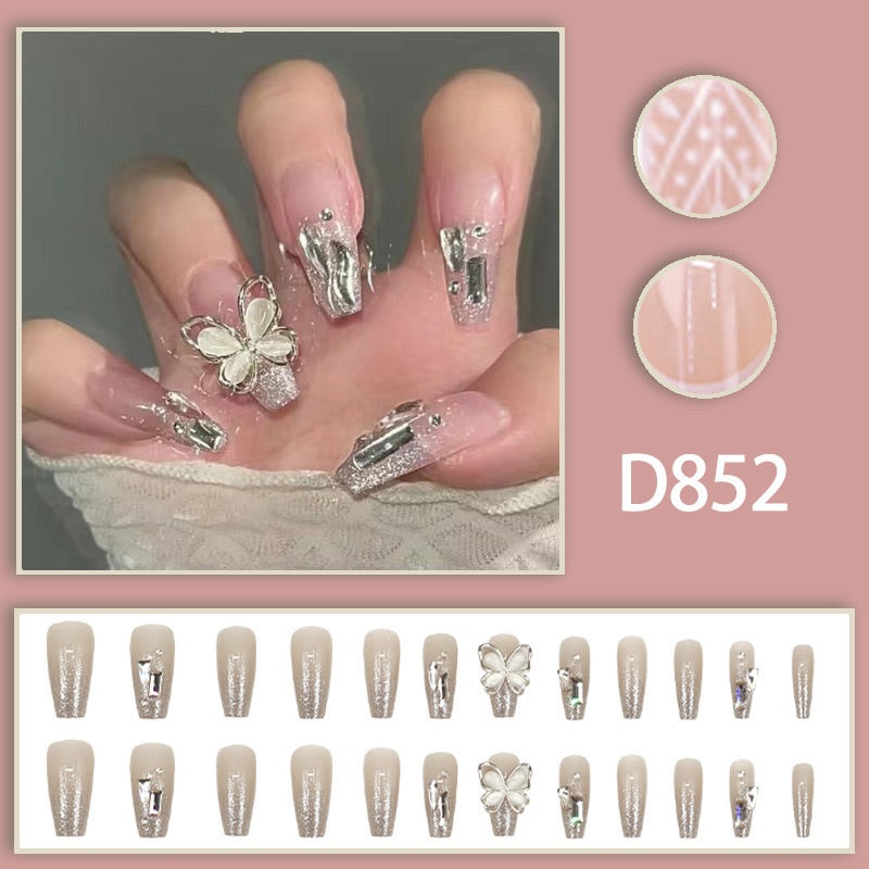24 vnt./rinkinys Spaudžiamieji nagai D852