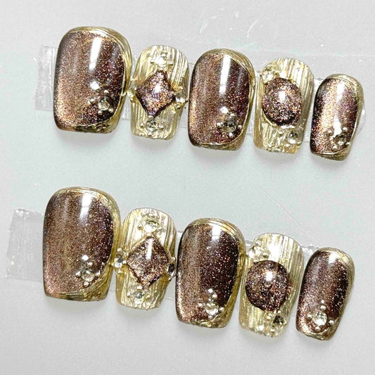 10 vnt. / rinkinys Rankų darbo Salon lygio želės spaudimo nagai AX1024